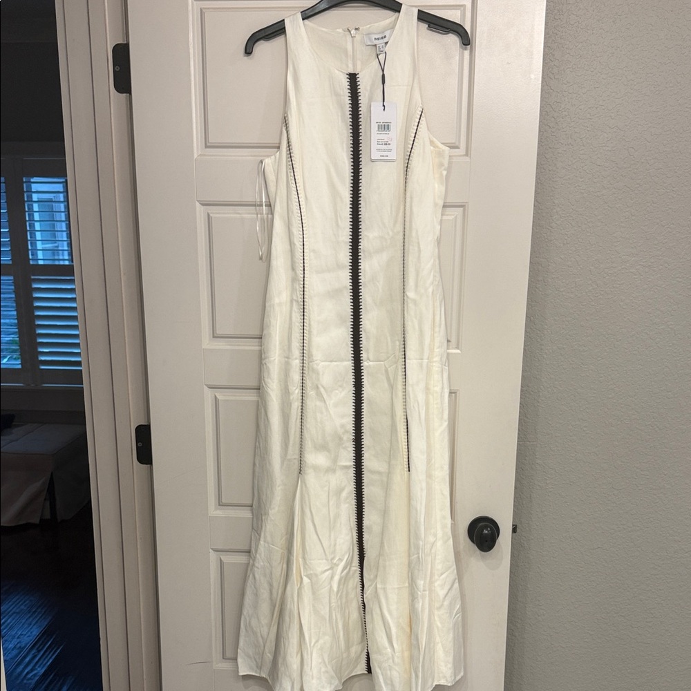 Reiss Ivory Zip-Front Midi Dress
